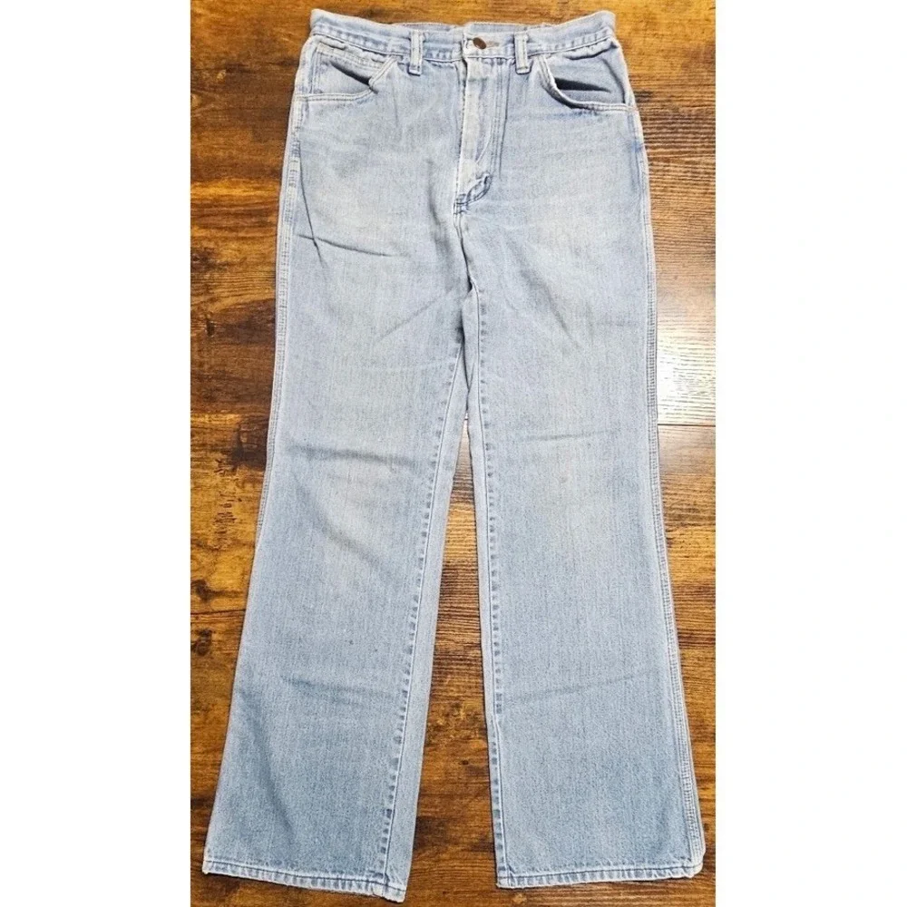 VTG Wrangler Wrapid Transit Blues Light Wash Denim Jeans 70s/80s USA Women 28x30